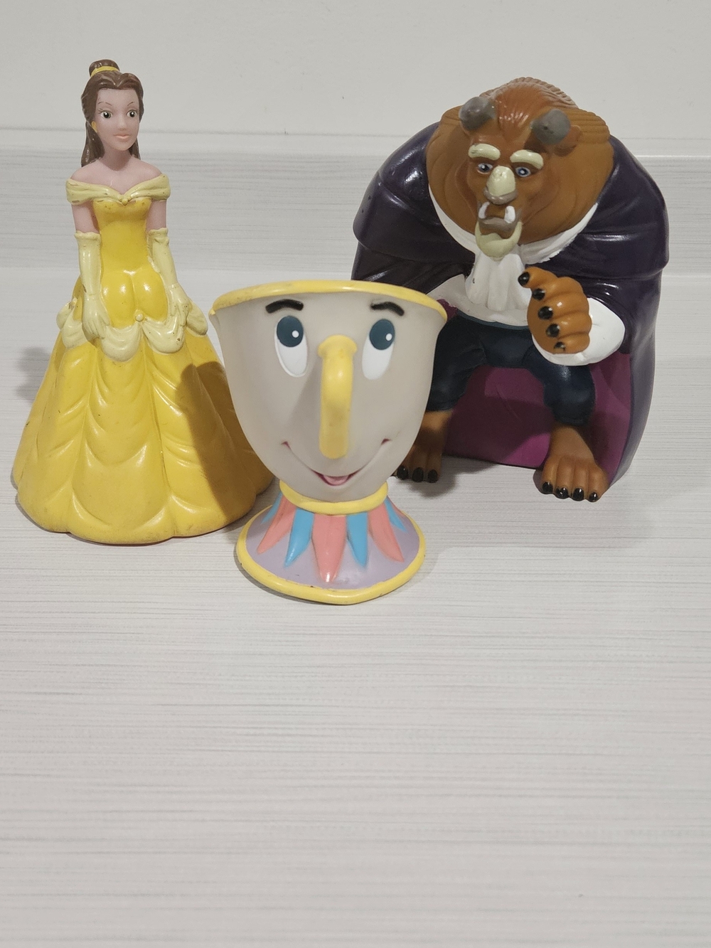 Disney's Beauty and the Beast VINTAGE Rubber Hand Puppets Pizza Hut 1992 Set 3
